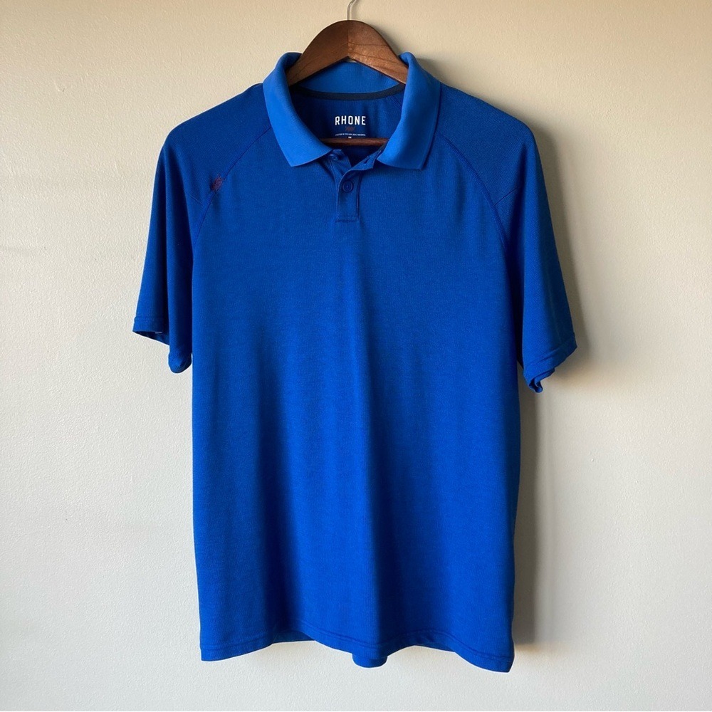 Rhone Mens Short Sleeve Polo Shirt Royal Blue Athletic Golf Top Medium M